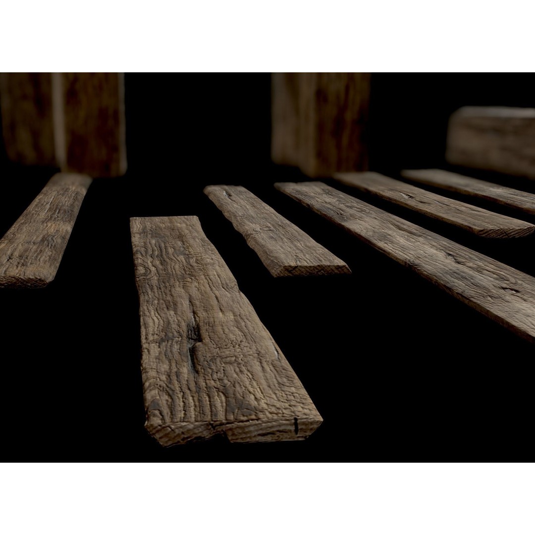 Wooden Planks and Beams 3D Model – Low Poly Game Asset, FBX - View 28