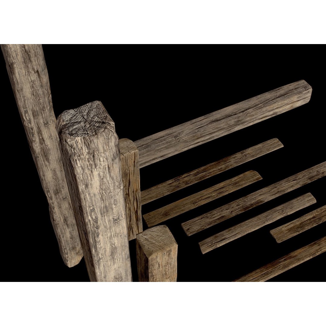 Wooden Planks and Beams 3D Model – Low Poly Game Asset, FBX - View 29