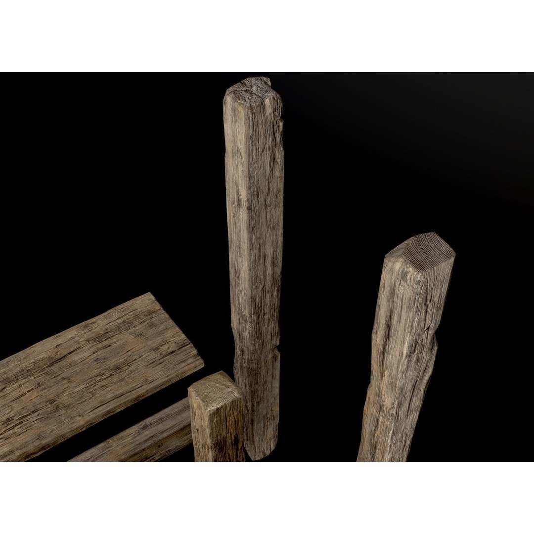Wooden Planks and Beams 3D Model – Low Poly Game Asset, FBX - View 30