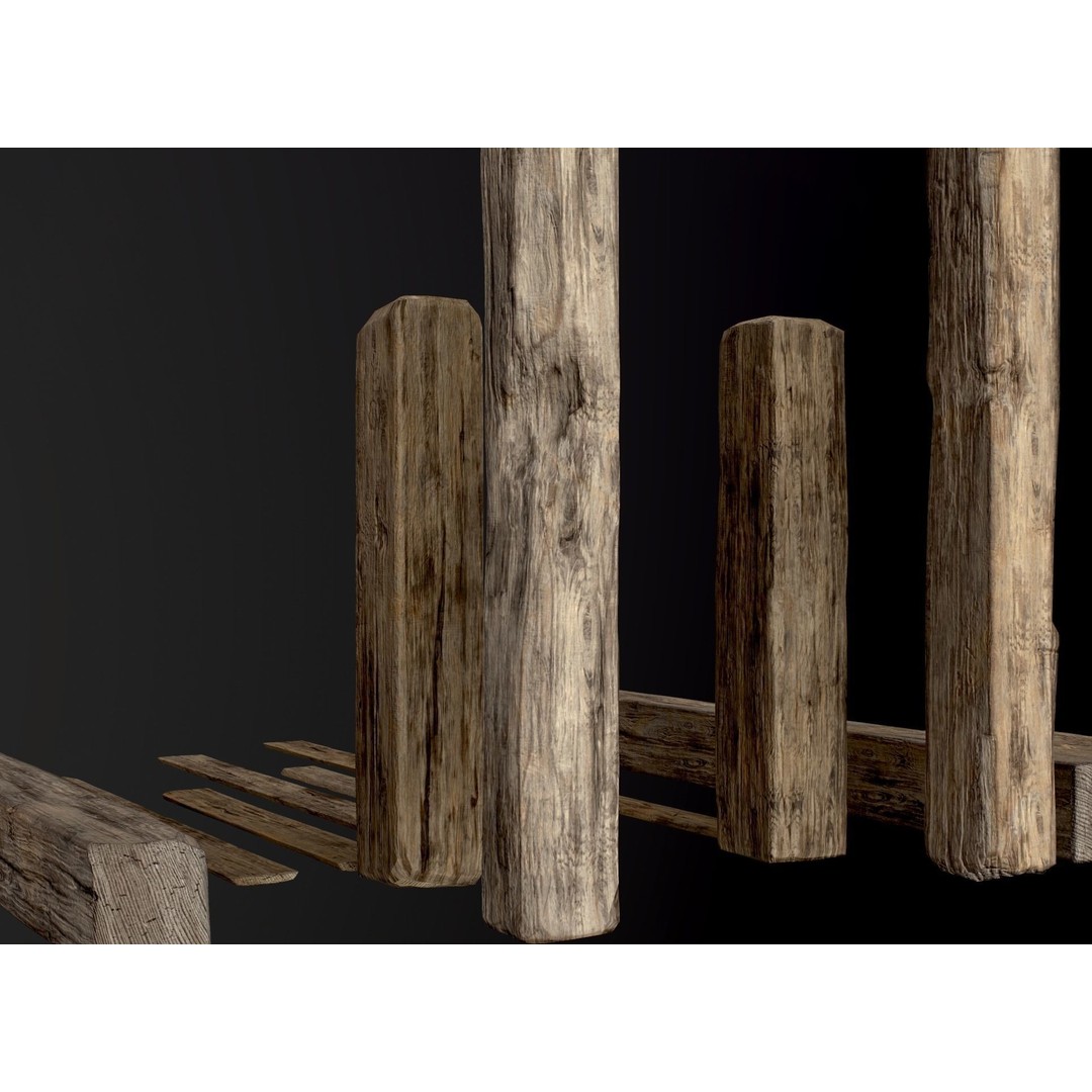 Wooden Planks and Beams 3D Model – Low Poly Game Asset, FBX - View 31