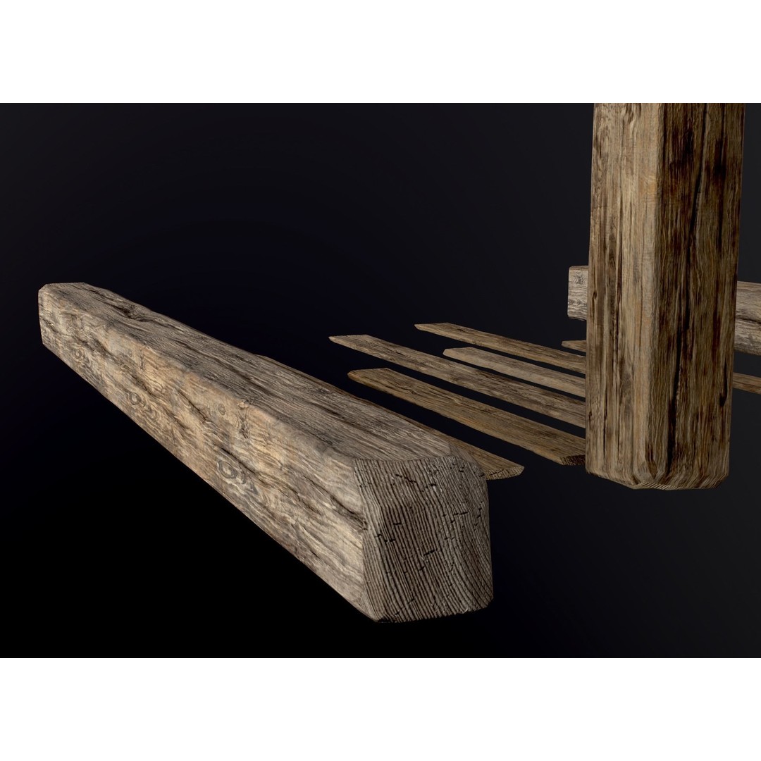 Wooden Planks and Beams 3D Model – Low Poly Game Asset, FBX - View 32