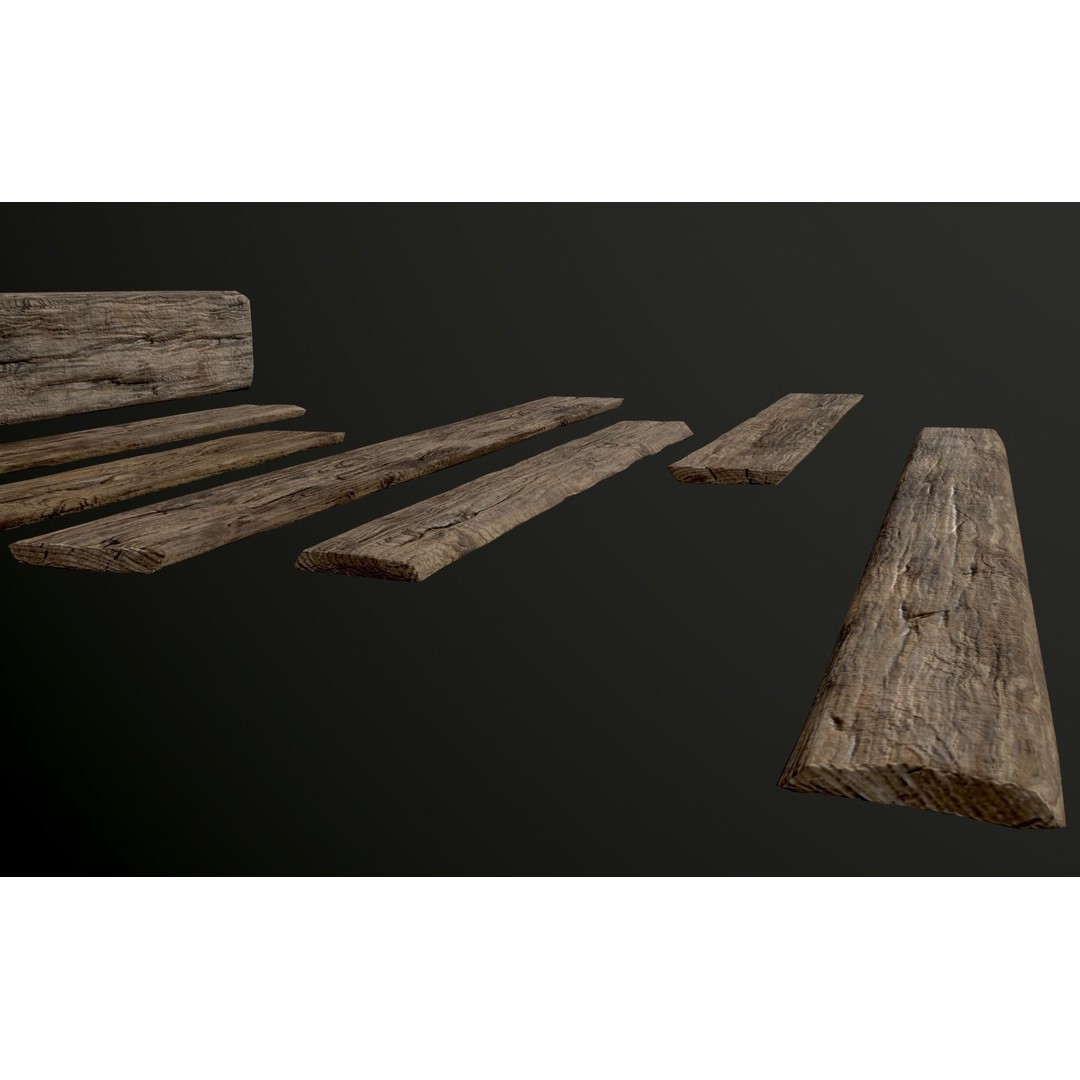 Wooden Planks and Beams 3D Model – Low Poly Game Asset, FBX - View 36