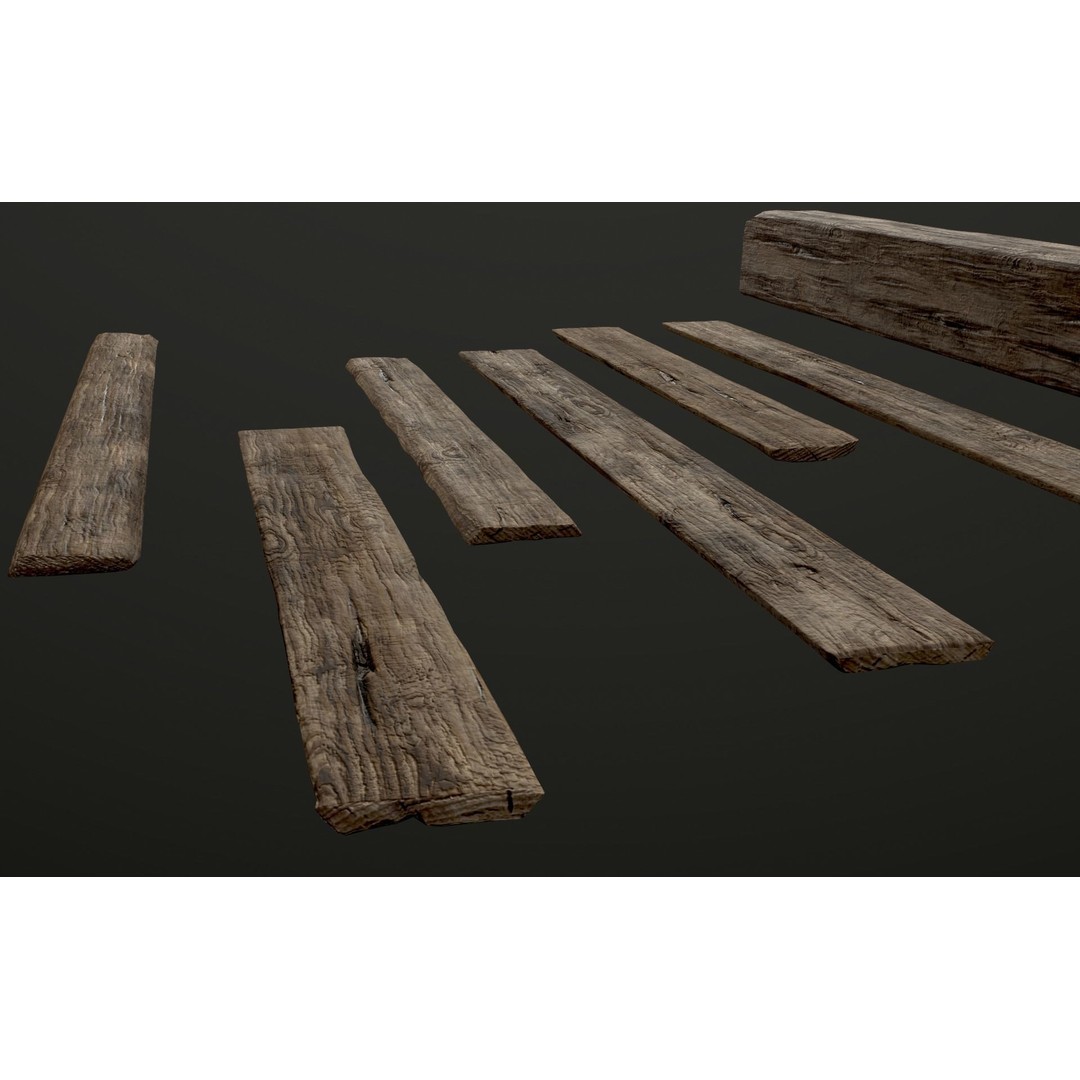 Wooden Planks and Beams 3D Model – Low Poly Game Asset, FBX - View 37