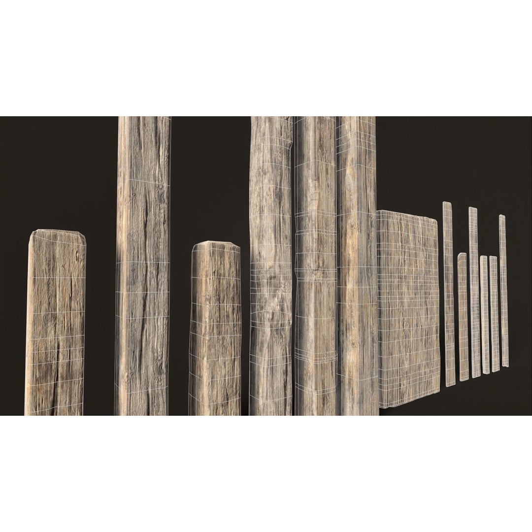 Wooden Planks and Beams 3D Model – Low Poly Game Asset, FBX - View 5