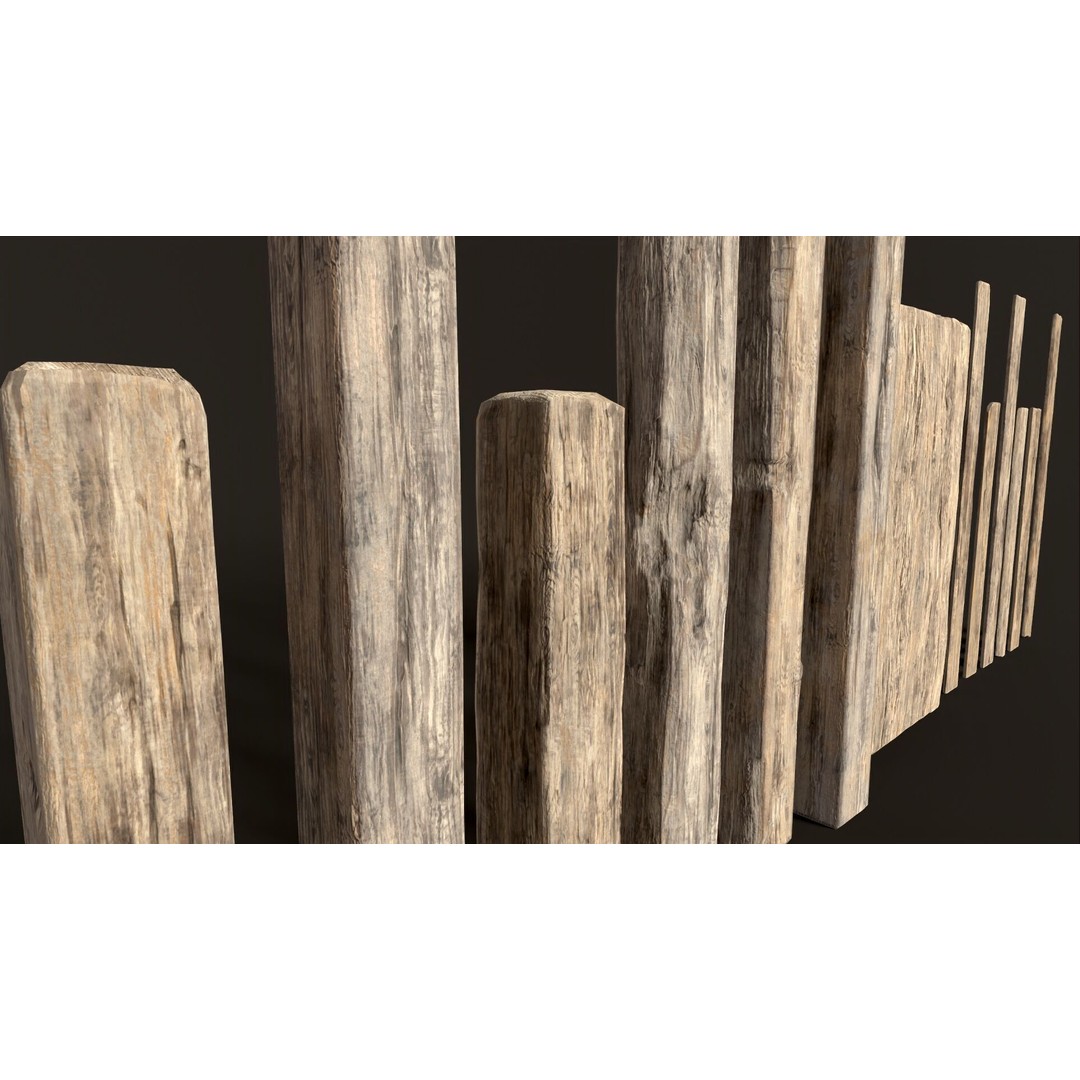 Wooden Planks and Beams 3D Model – Low Poly Game Asset, FBX - View 6