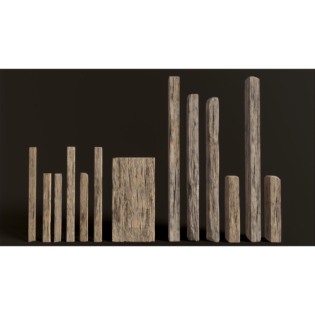 Wooden Planks and Beams 3D Model – Low Poly Game Asset, FBX - View 7