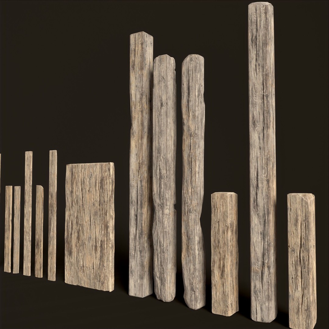 Wooden Planks and Beams 3D Model – Low Poly Game Asset, FBX - View 8