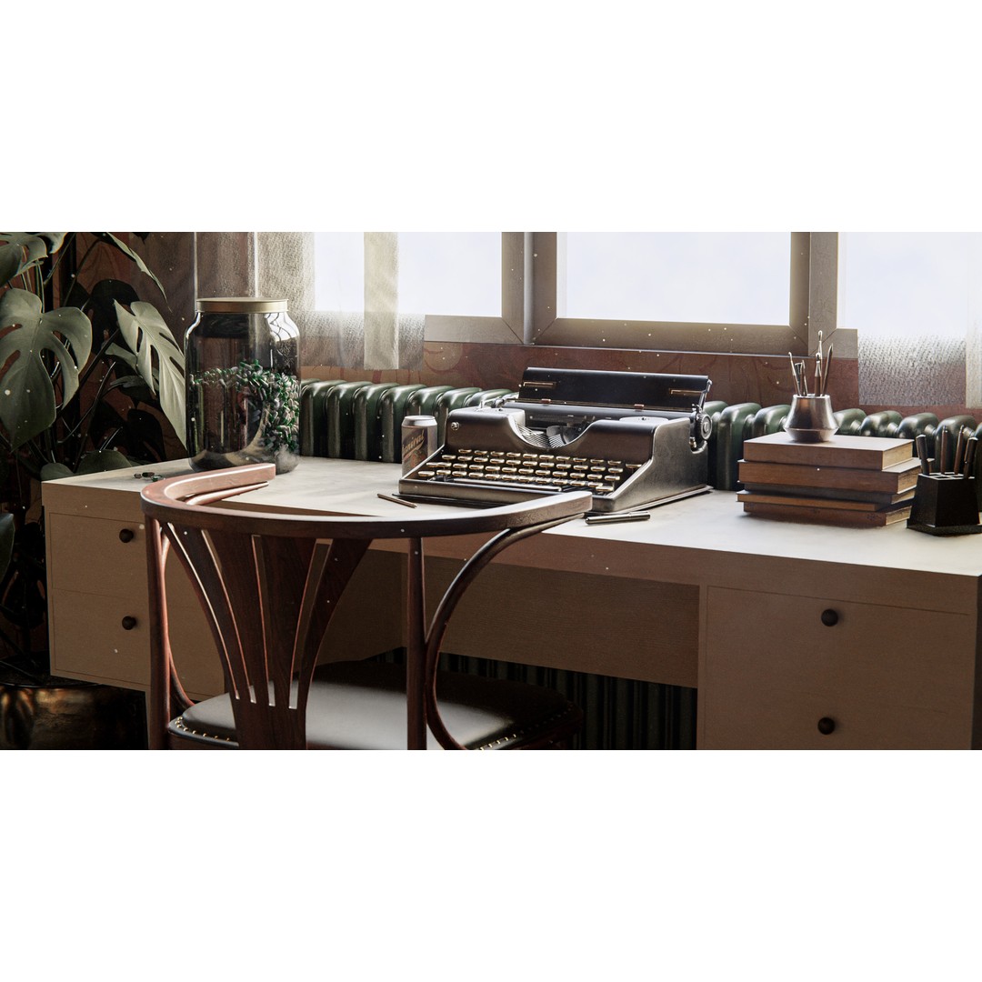 Queens Gambit 3D Model – Social Scene with Realistic Props, Blender - View 11