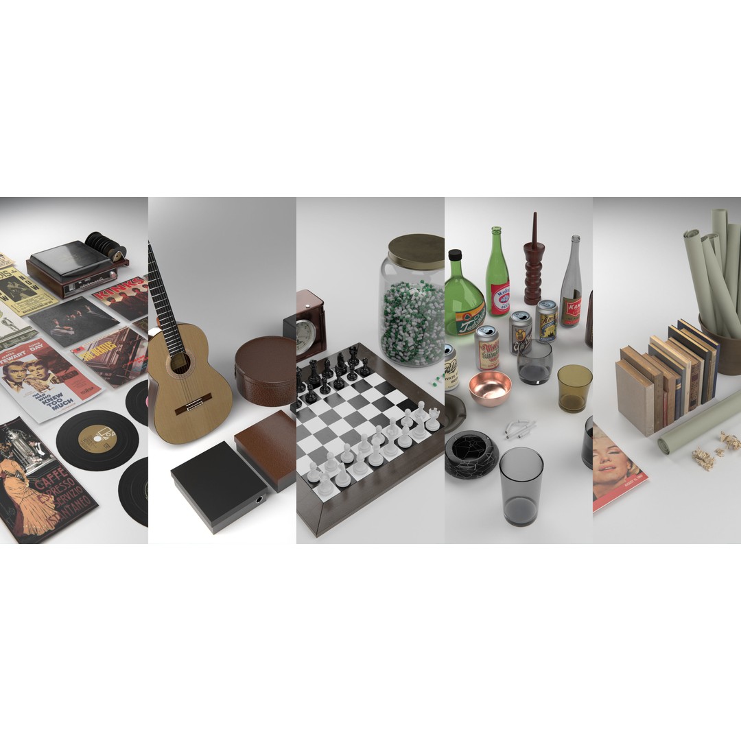Queens Gambit 3D Model – Social Scene with Realistic Props, Blender - View 14