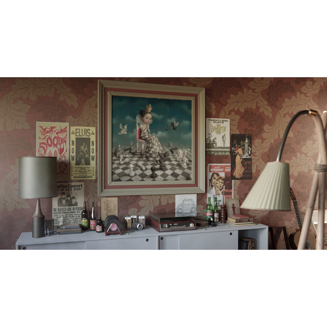 Queens Gambit 3D Model – Social Scene with Realistic Props, Blender - View 5
