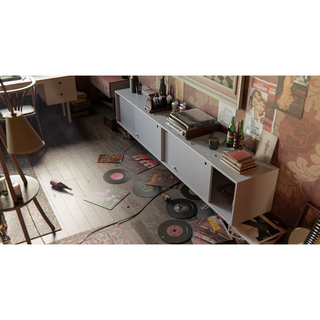 Queens Gambit 3D Model – Social Scene with Realistic Props, Blender - View 7