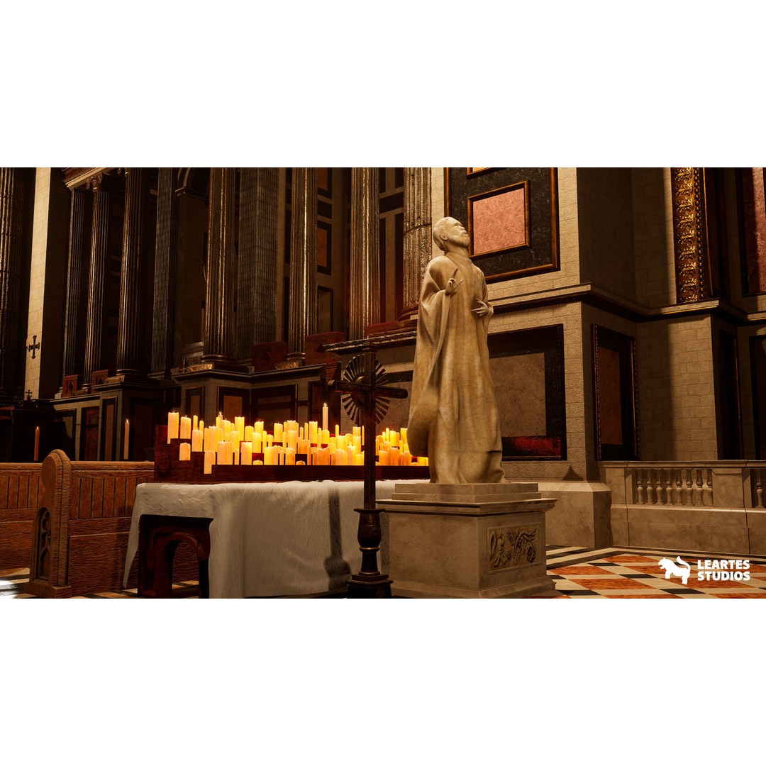 Cathedral Interior 3D Model – Low Poly Game Ready Environment, FBX - View 11