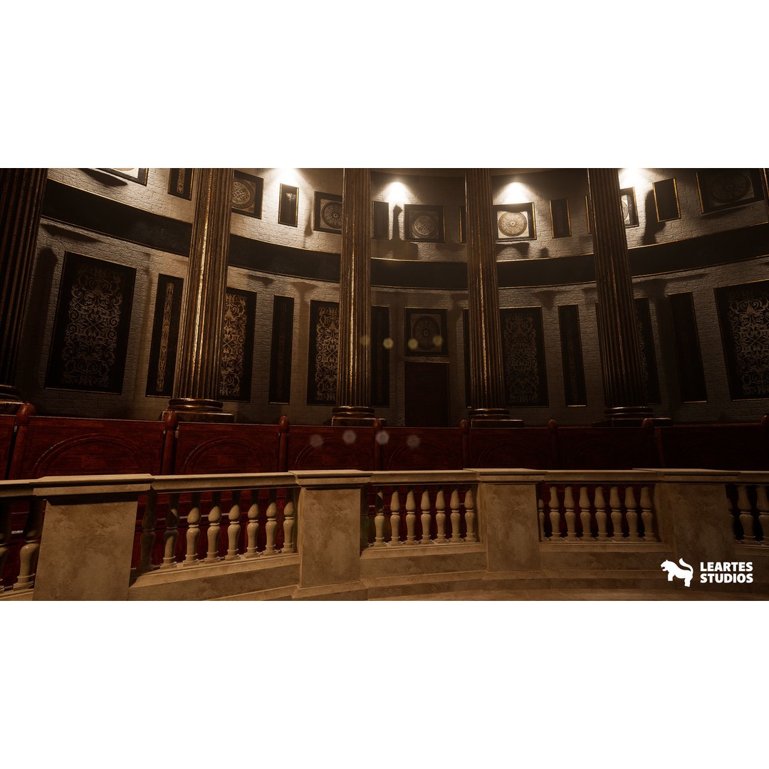 Cathedral Interior 3D Model – Low Poly Game Ready Environment, FBX - View 12