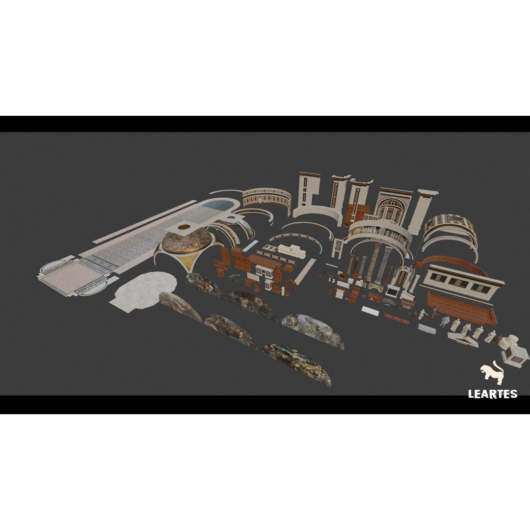 Cathedral Interior 3D Model – Low Poly Game Ready Environment, FBX - View 13