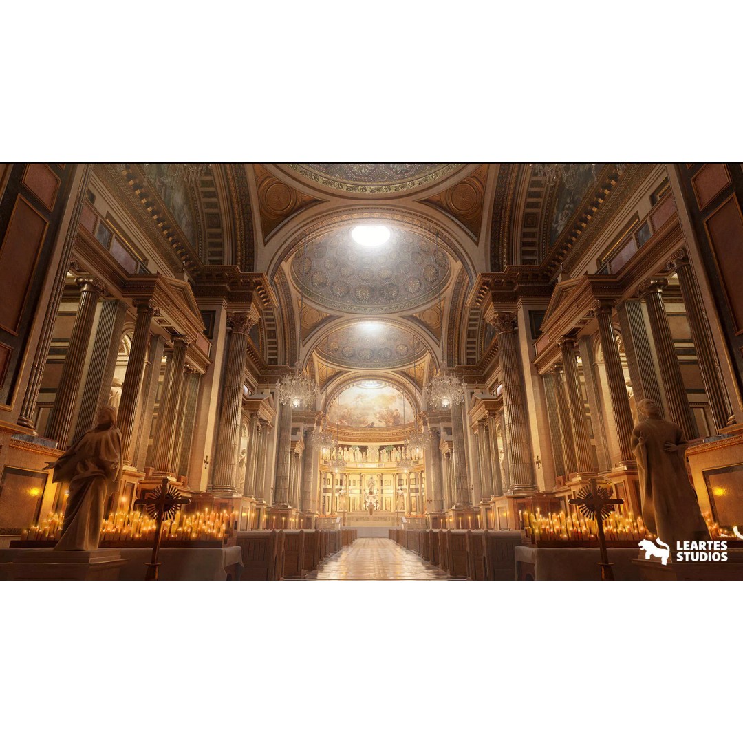 Cathedral Interior 3D Model – Low Poly Game Ready Environment, FBX - View 2