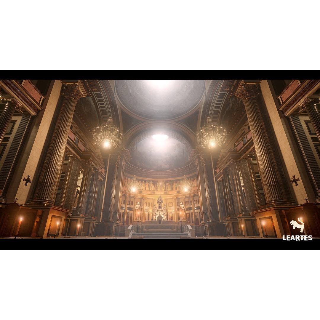 Cathedral Interior 3D Model – Low Poly Game Ready Environment, FBX - View 4