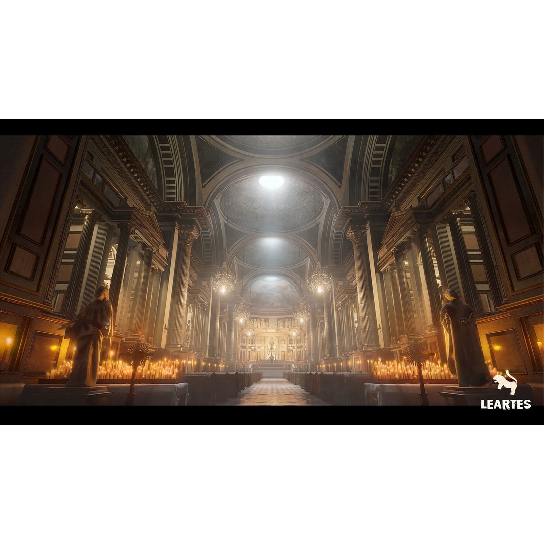 Cathedral Interior 3D Model – Low Poly Game Ready Environment, FBX - View 5