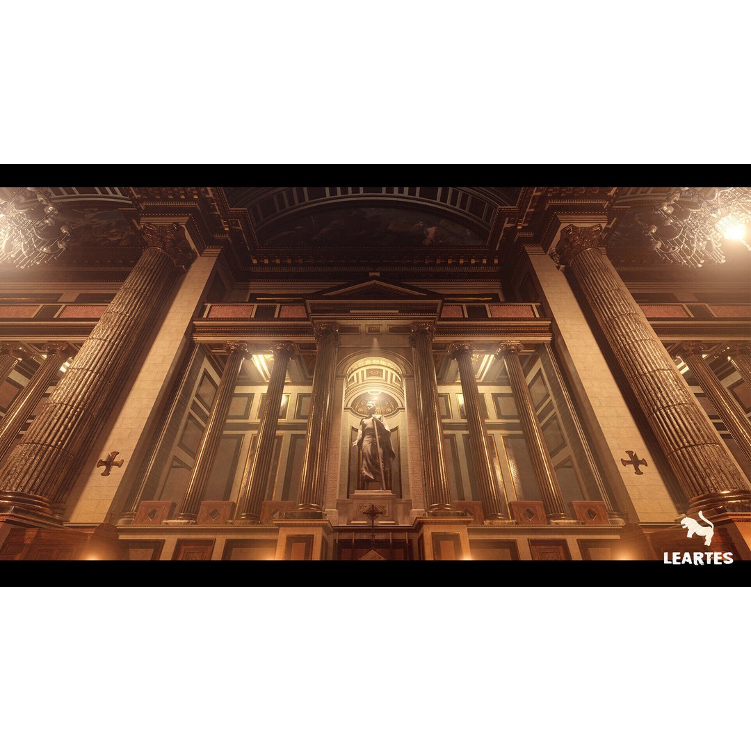 Cathedral Interior 3D Model – Low Poly Game Ready Environment, FBX - View 7