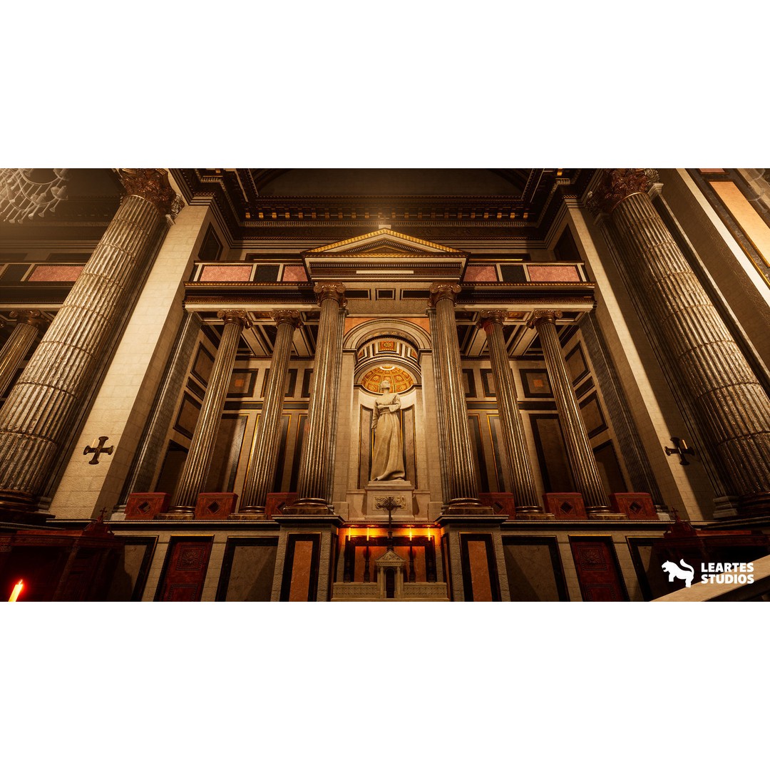 Cathedral Interior 3D Model – Low Poly Game Ready Environment, FBX - View 8