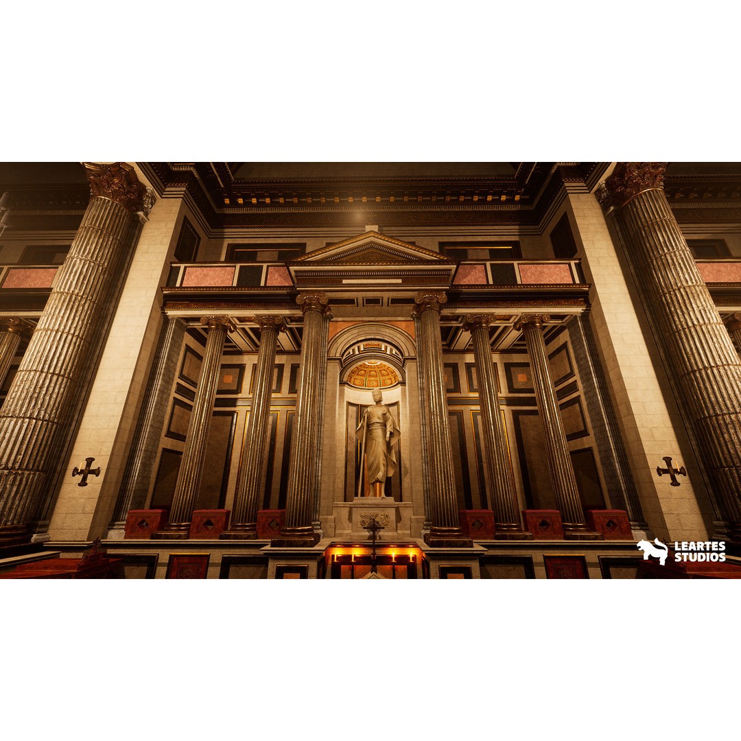 Cathedral Interior 3D Model – Low Poly Game Ready Environment, FBX - View 9