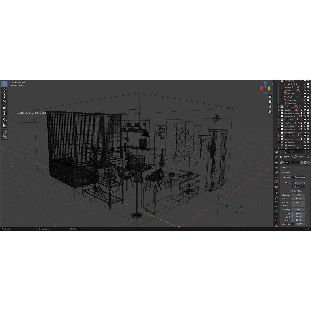 Living Room 3D Model – Modern Interior Design, PBR Textures, Blender, FBX