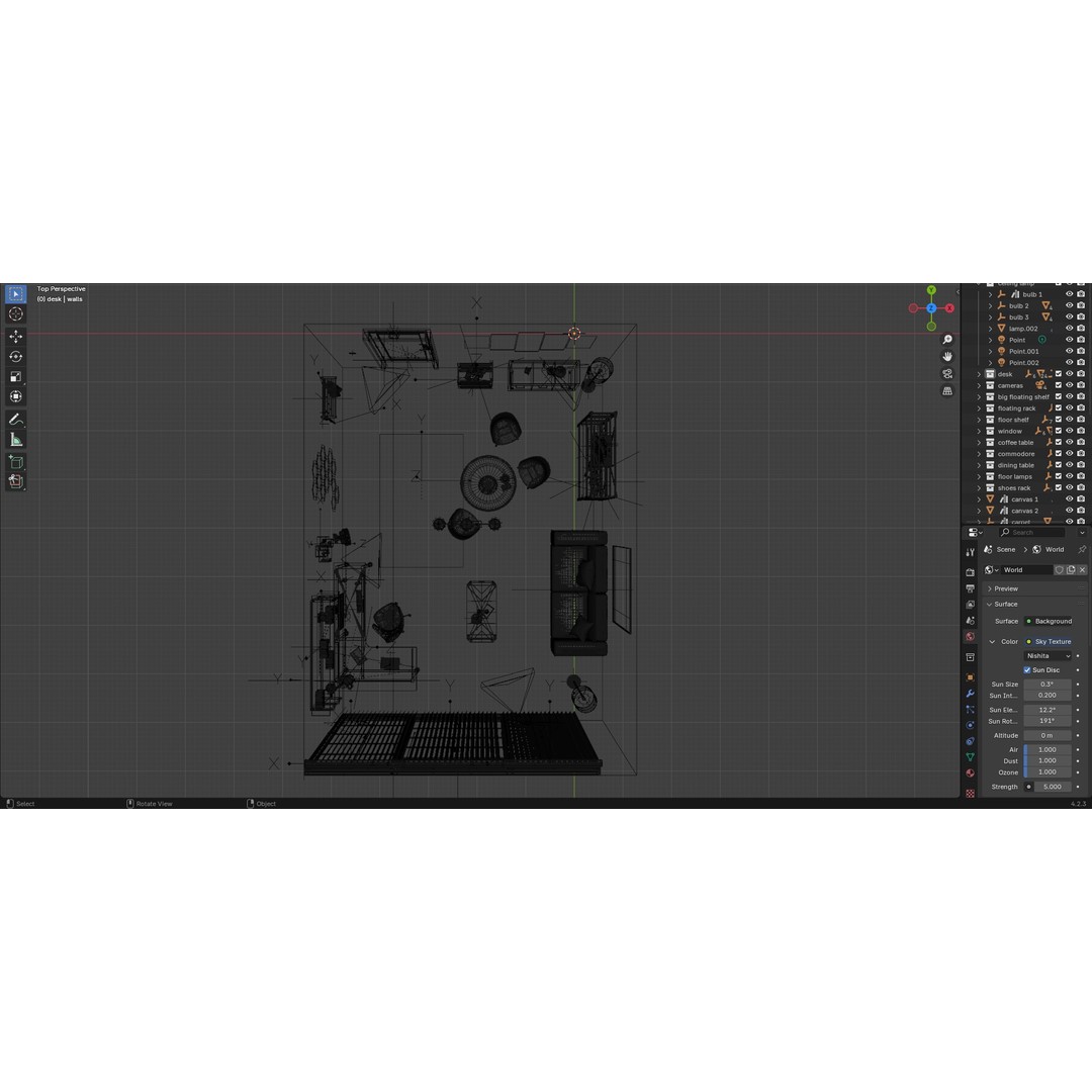 Living Room 3D Model – Modern Interior Design, PBR Textures, Blender, FBX - View 12