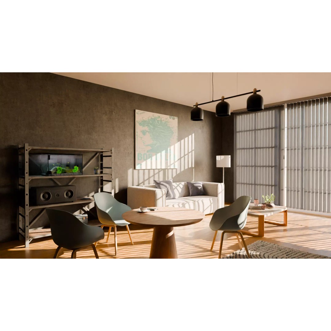 Living Room 3D Model – Modern Interior Design, PBR Textures, Blender, FBX - View 2