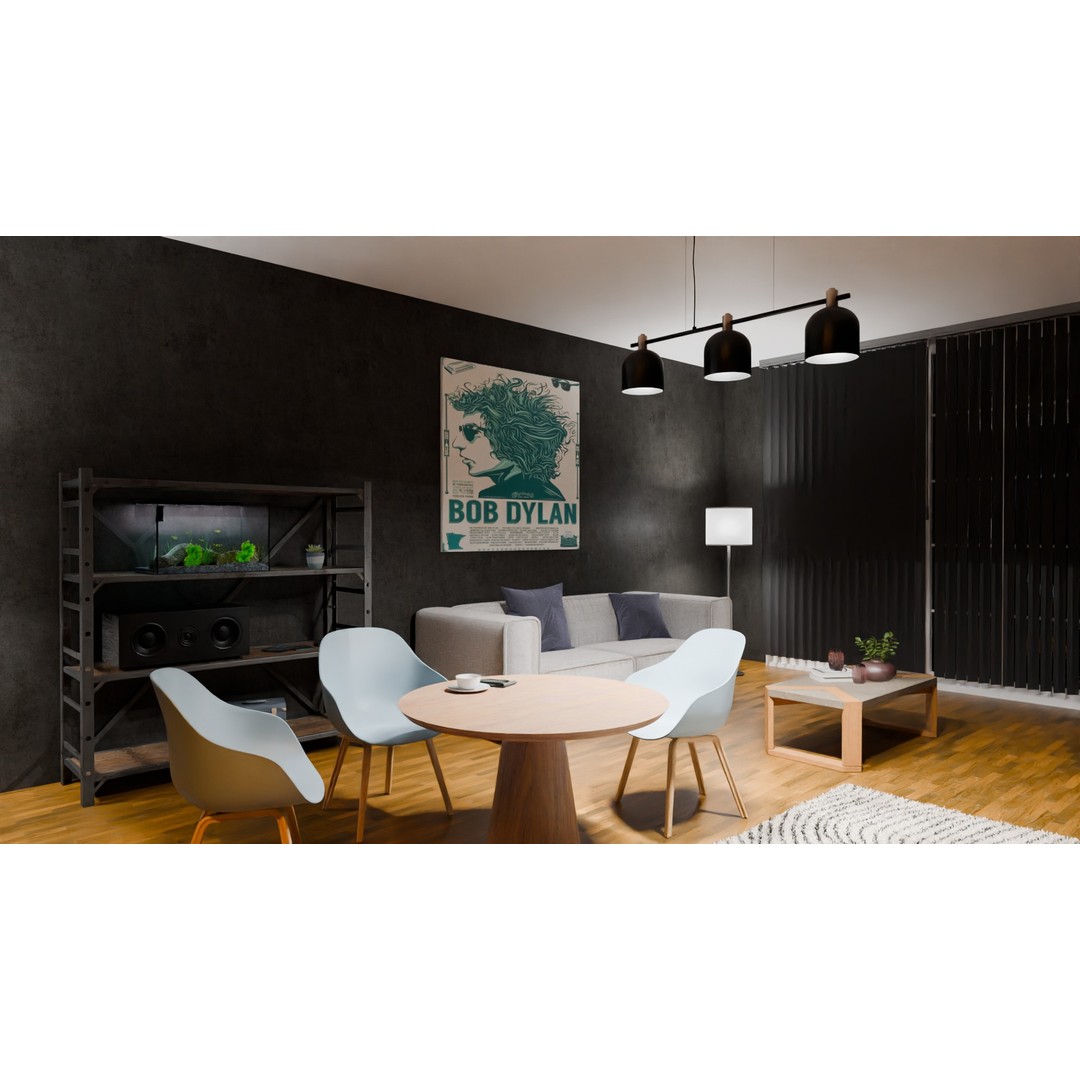 Living Room 3D Model – Modern Interior Design, PBR Textures, Blender, FBX - View 4