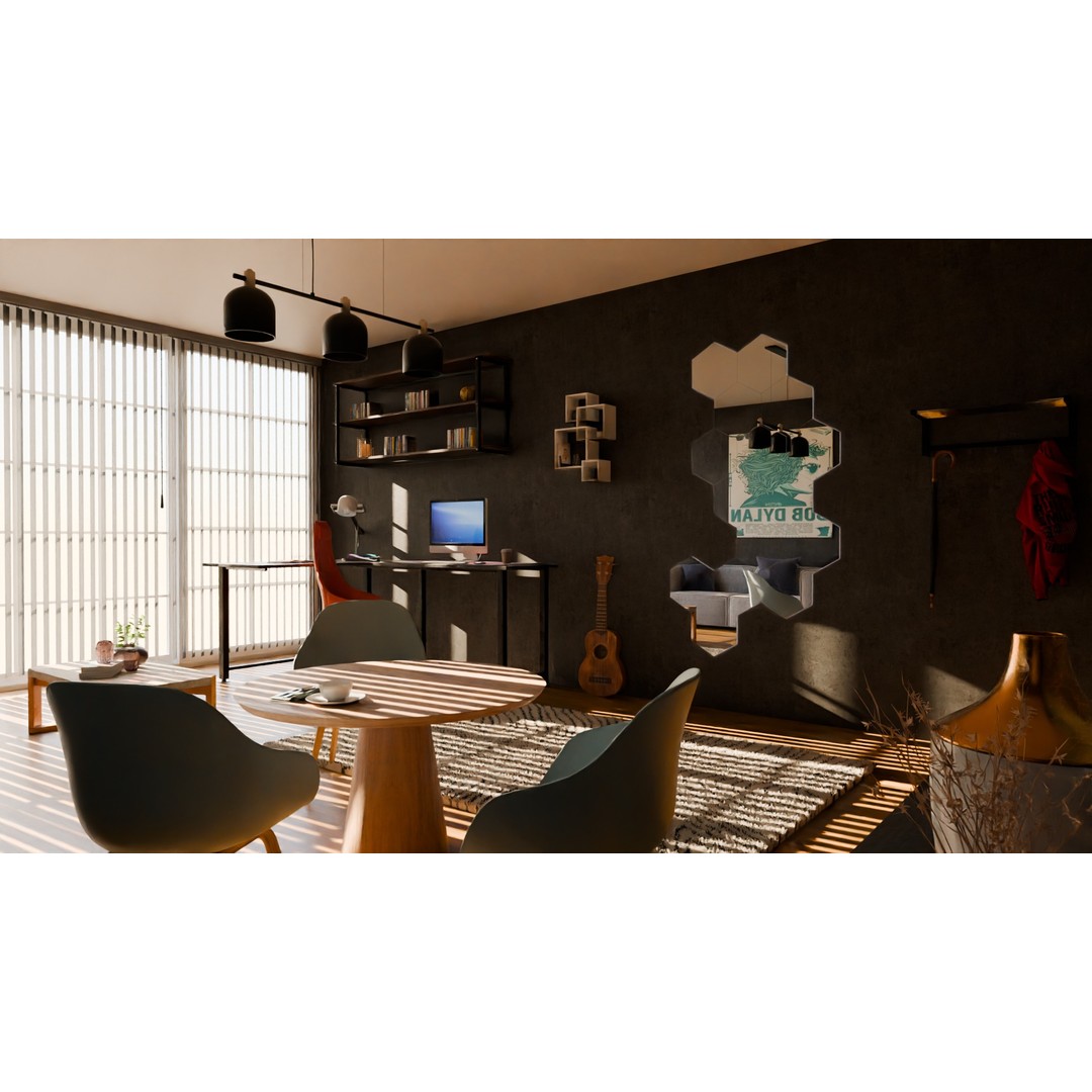 Living Room 3D Model – Modern Interior Design, PBR Textures, Blender, FBX - View 5