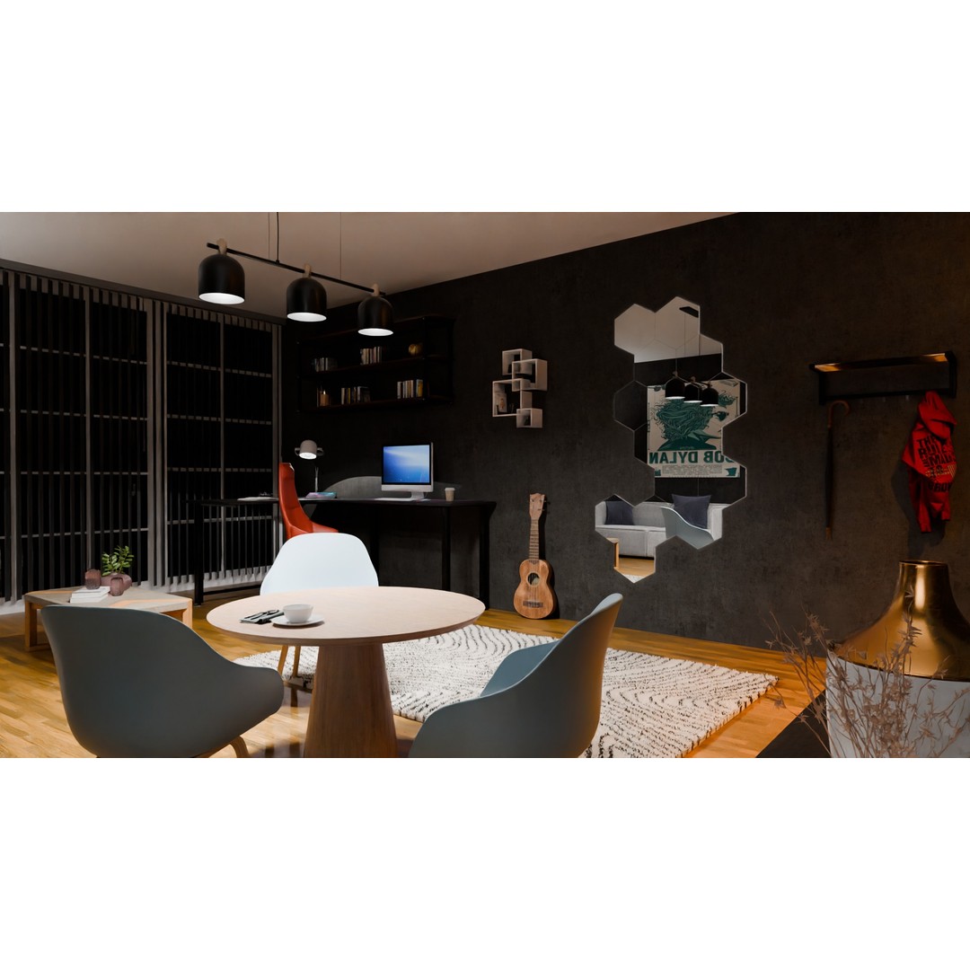 Living Room 3D Model – Modern Interior Design, PBR Textures, Blender, FBX - View 9