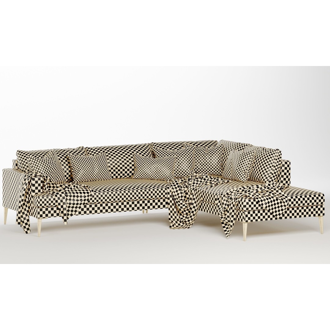 Andes Terminal Chaise Sectional Sofa 3D Model – Modern Design, PBR Textures - View 5