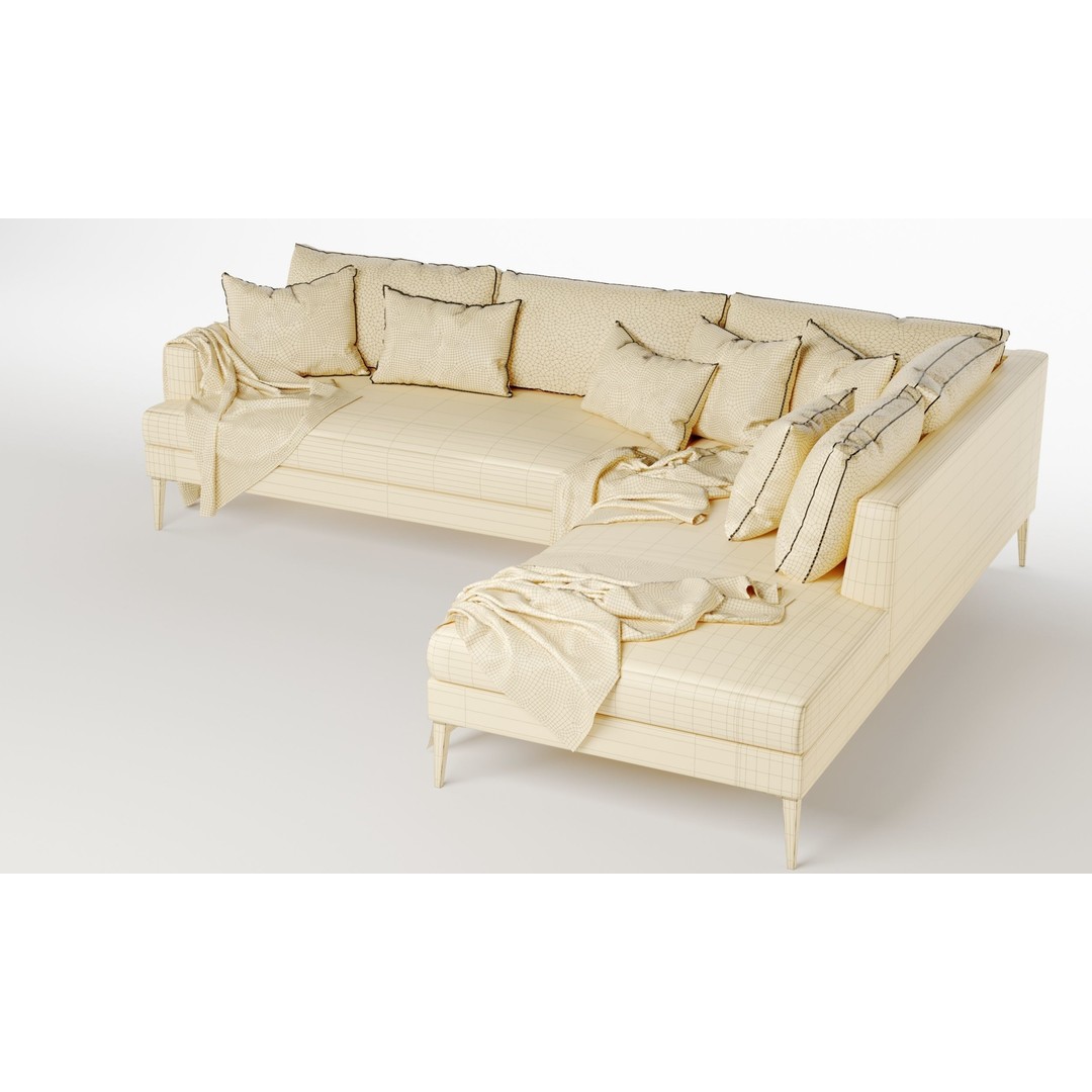 Andes Terminal Chaise Sectional Sofa 3D Model – Modern Design, PBR Textures - View 6