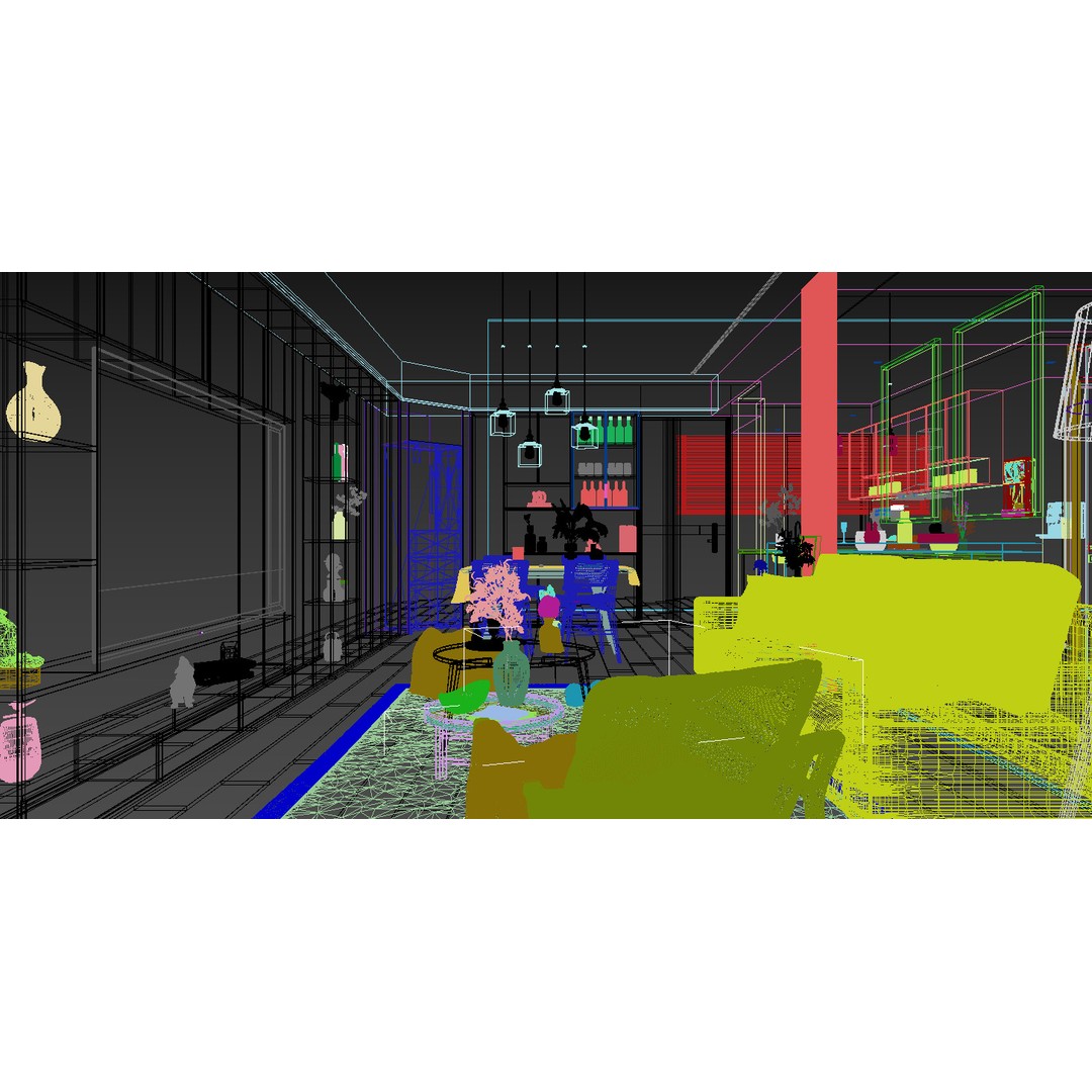 Living Room 3D Model – Textured Interior Scene for Vray - View 10