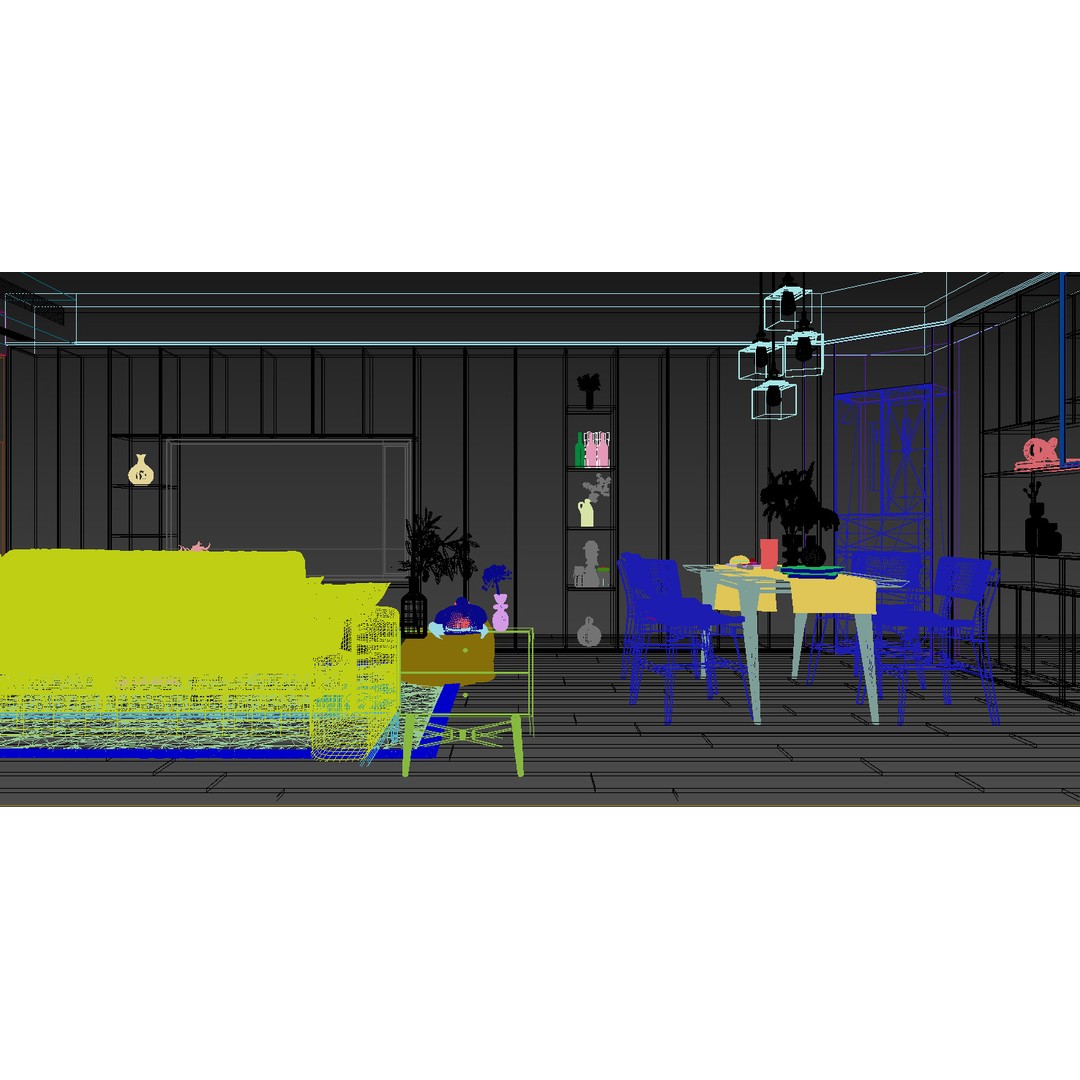 Living Room 3D Model – Textured Interior Scene for Vray - View 8