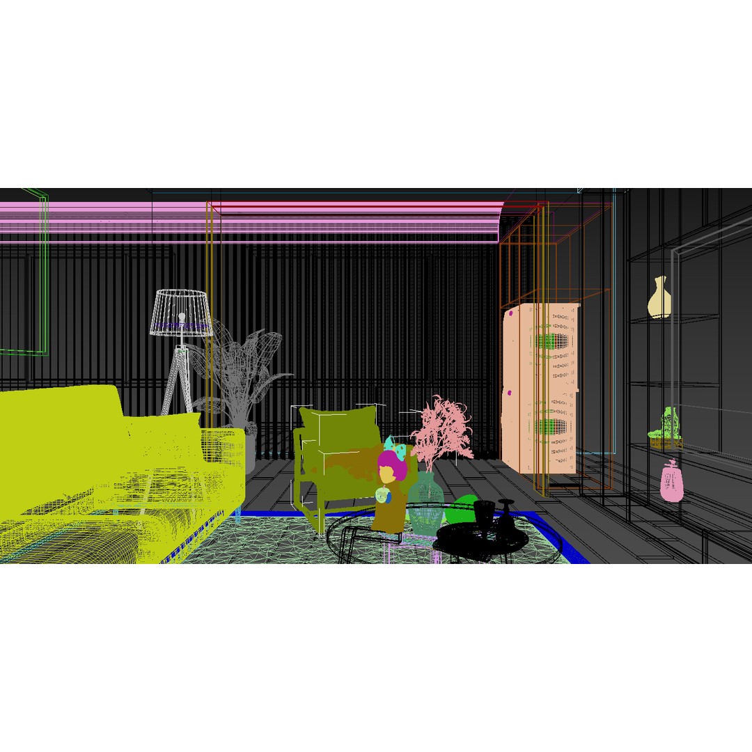 Living Room 3D Model – Textured Interior Scene for Vray - View 9