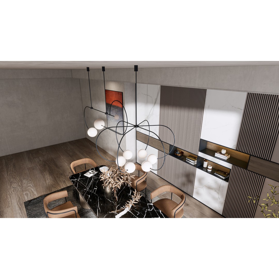 Dining Room 3D Model – Modern Interior Scene with Textures - View 13