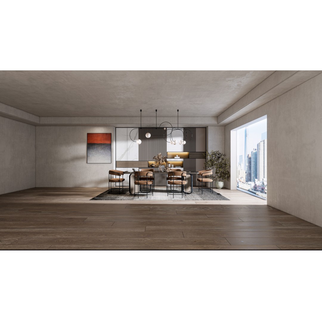 Dining Room 3D Model – Modern Interior Scene with Textures - View 19