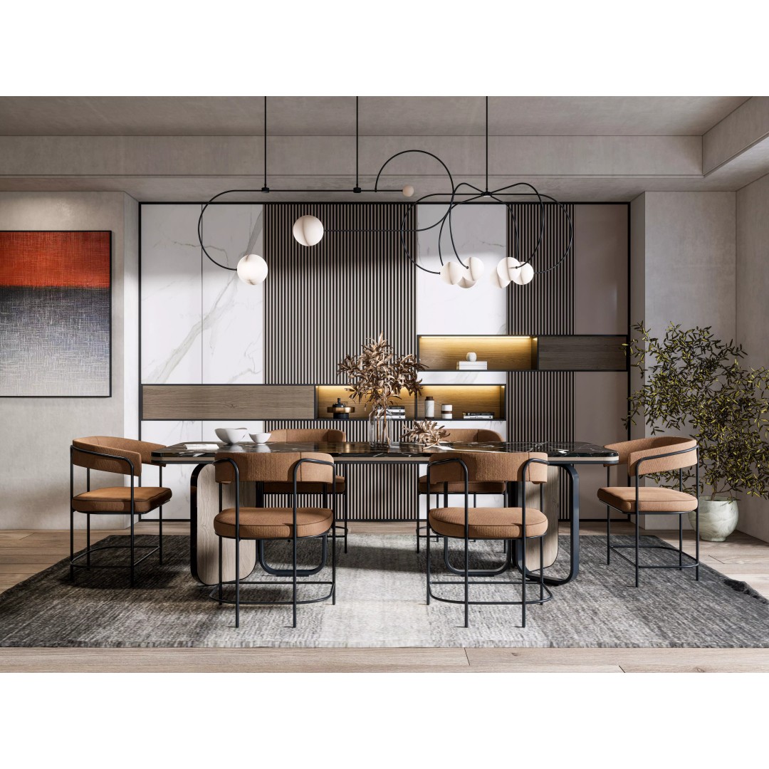 Dining Room 3D Model – Modern Interior Scene with Textures - View 3