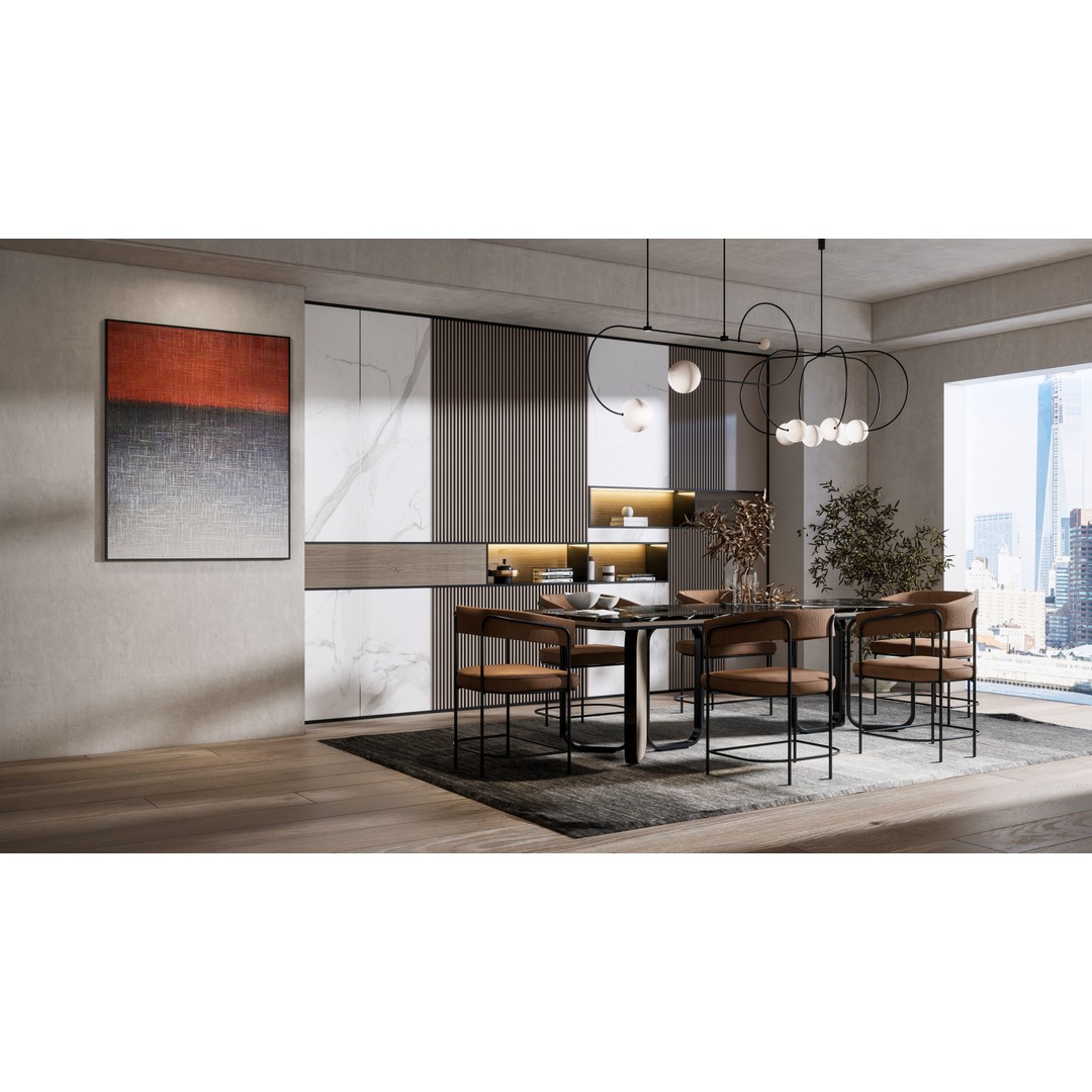 Dining Room 3D Model – Modern Interior Scene with Textures - View 4