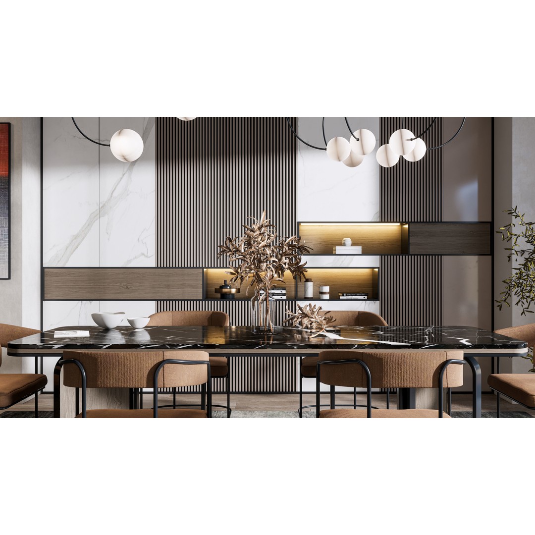 Dining Room 3D Model – Modern Interior Scene with Textures - View 8