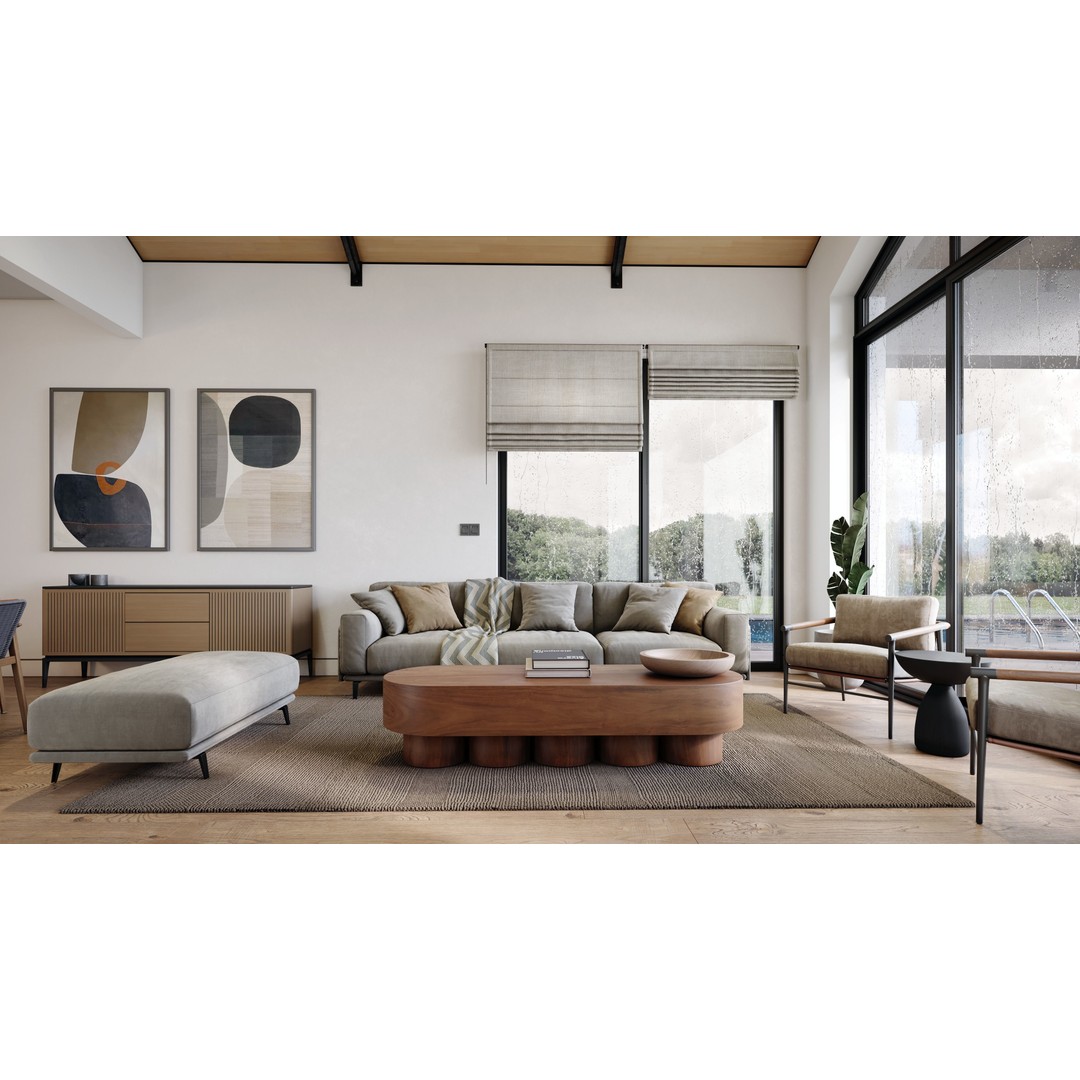 Living Room 3D Model – Modern Interior Scene with Textures, FBX, OBJ - View 3