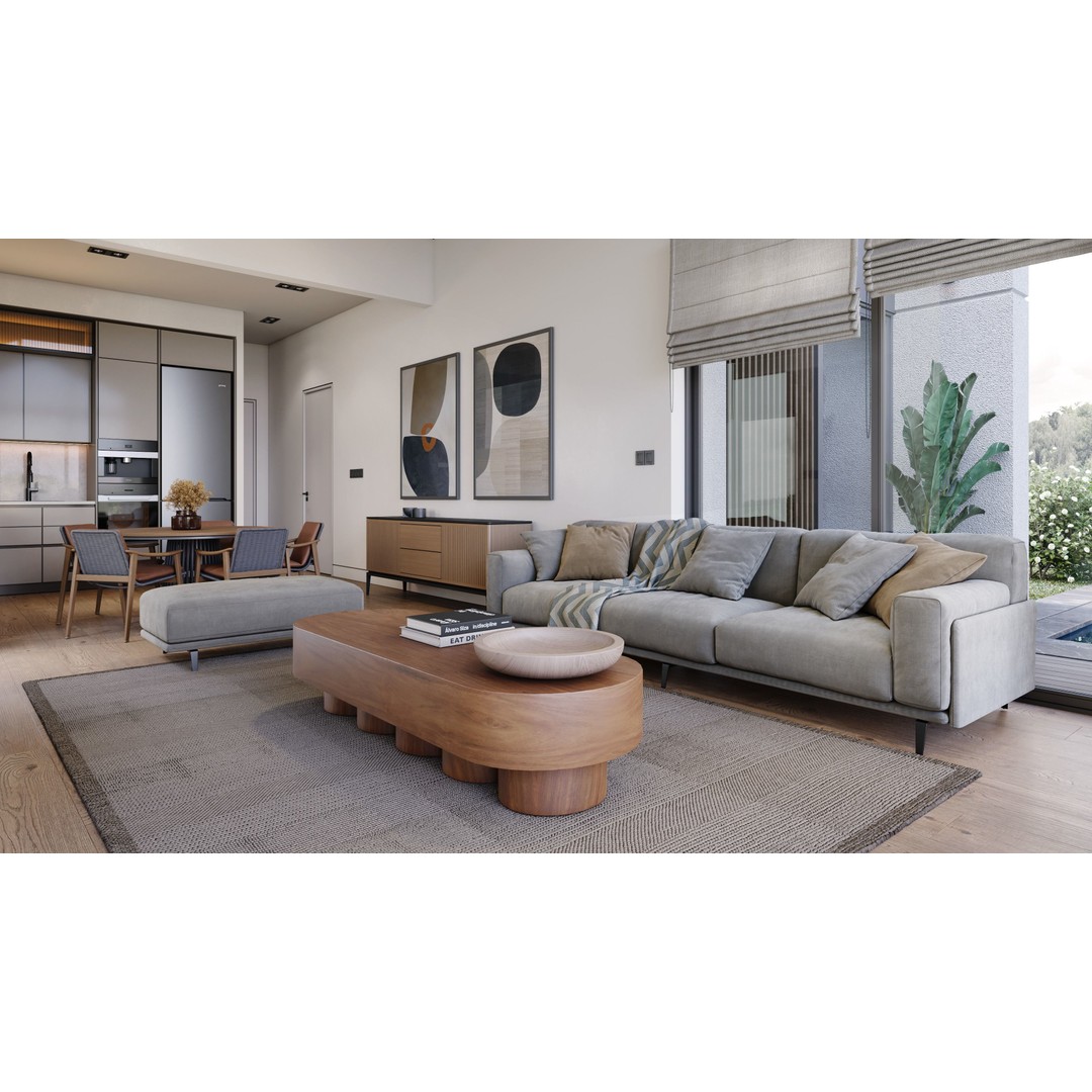 Living Room 3D Model – Modern Interior Scene with Textures, FBX, OBJ - View 5