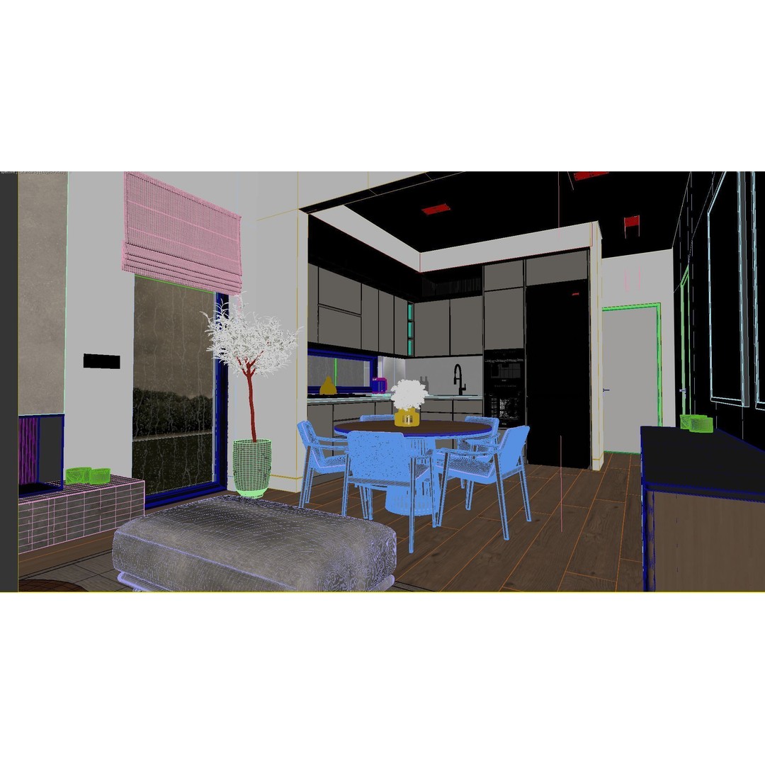 Living Room 3D Model – Modern Interior Scene with Textures, FBX, OBJ - View 6