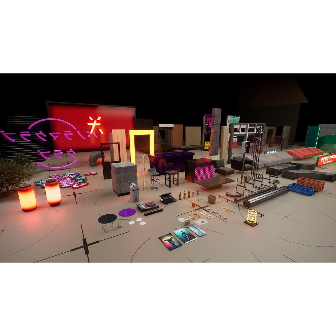 Tokyo Night Club 3D Model – Low Poly Modular Interior, Unreal Engine