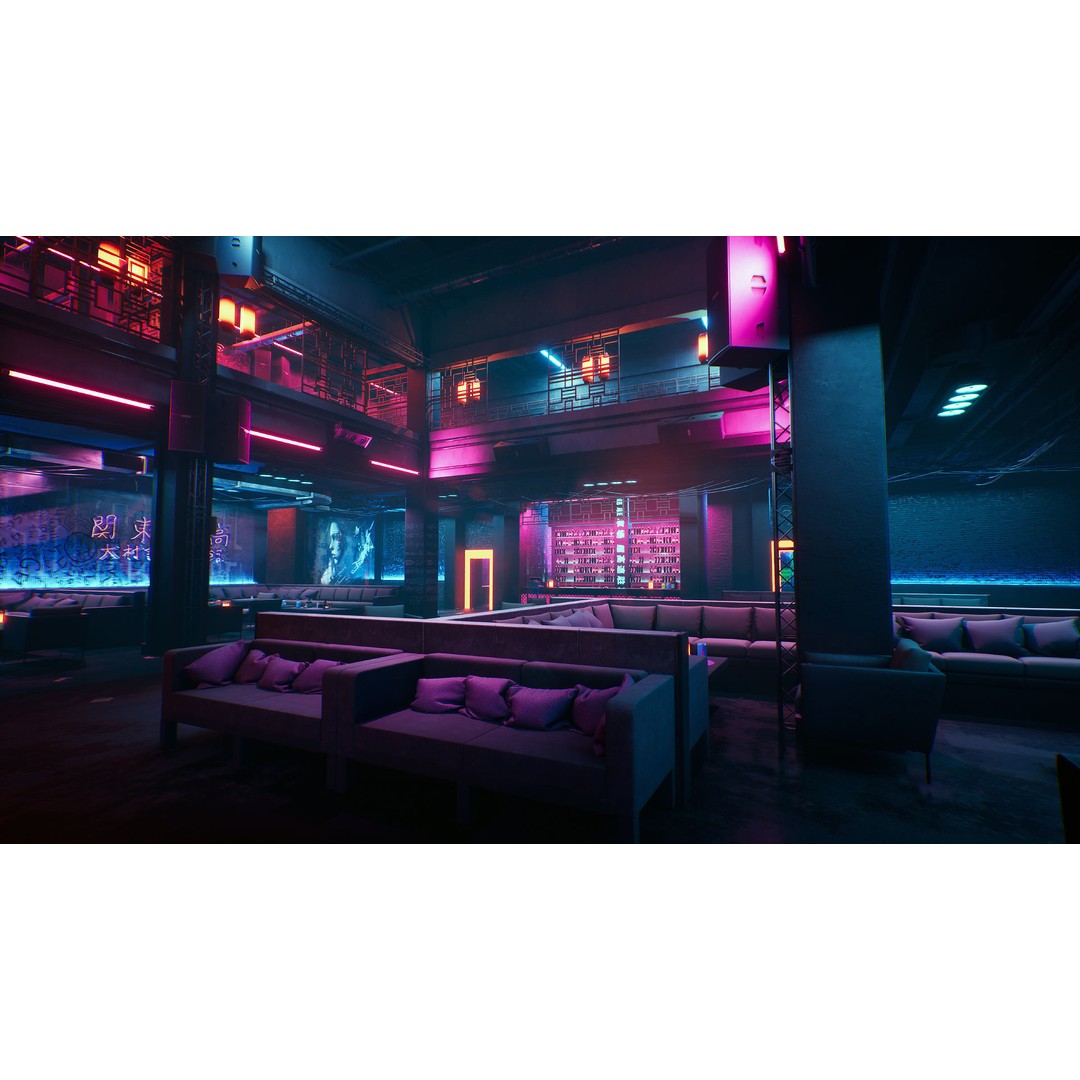 Tokyo Night Club 3D Model – Low Poly Modular Interior, Unreal Engine - View 10