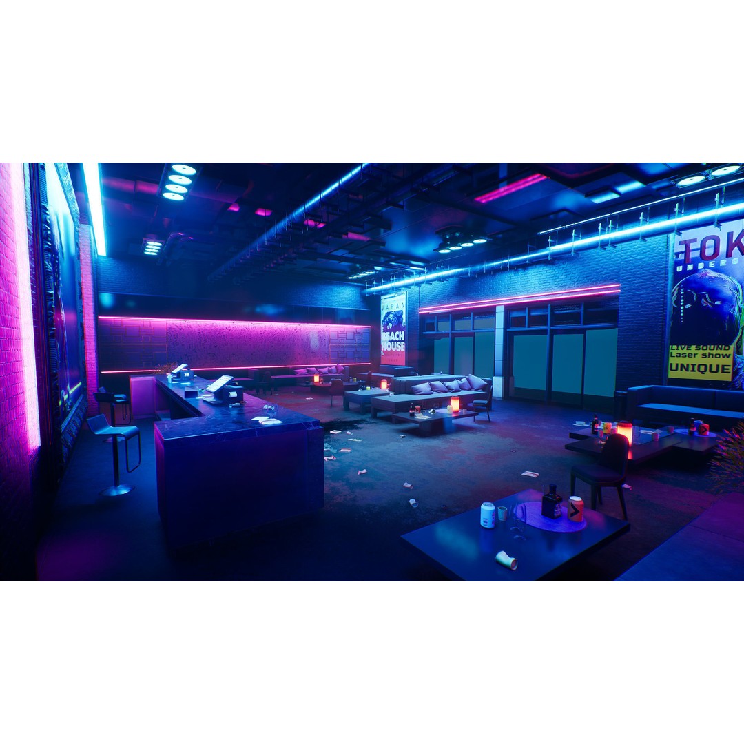 Tokyo Night Club 3D Model – Low Poly Modular Interior, Unreal Engine - View 17
