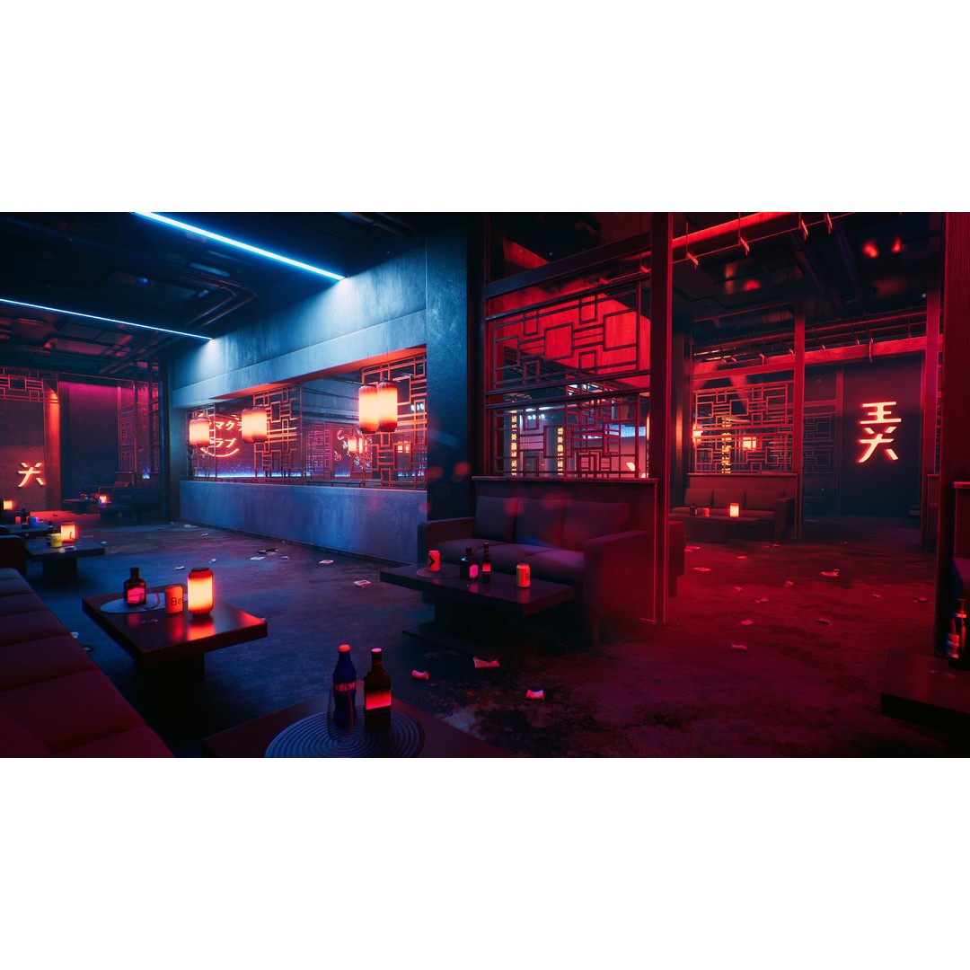 Tokyo Night Club 3D Model – Low Poly Modular Interior, Unreal Engine - View 25