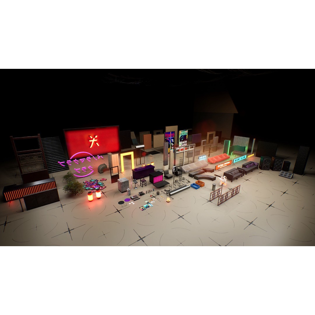 Tokyo Night Club 3D Model – Low Poly Modular Interior, Unreal Engine - View 26