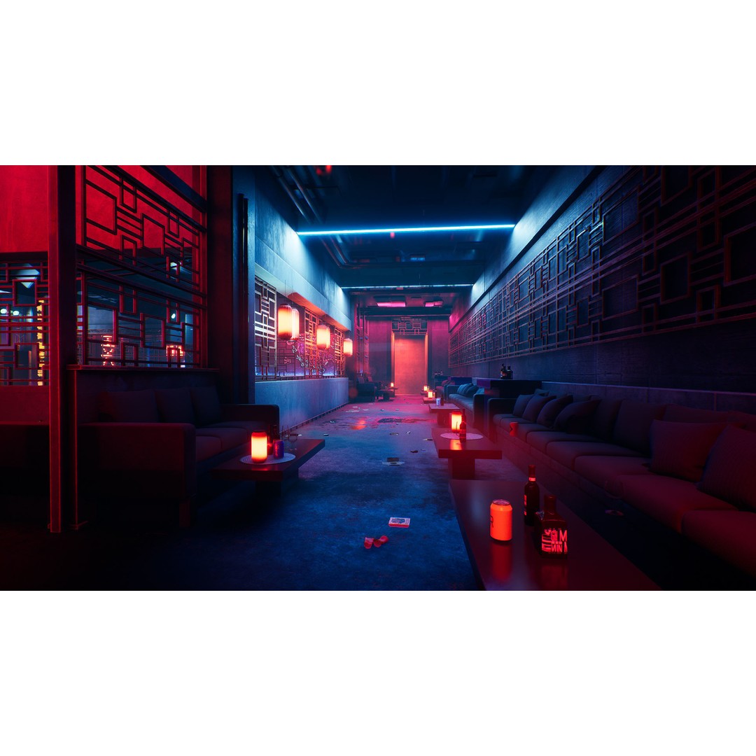 Tokyo Night Club 3D Model – Low Poly Modular Interior, Unreal Engine - View 4