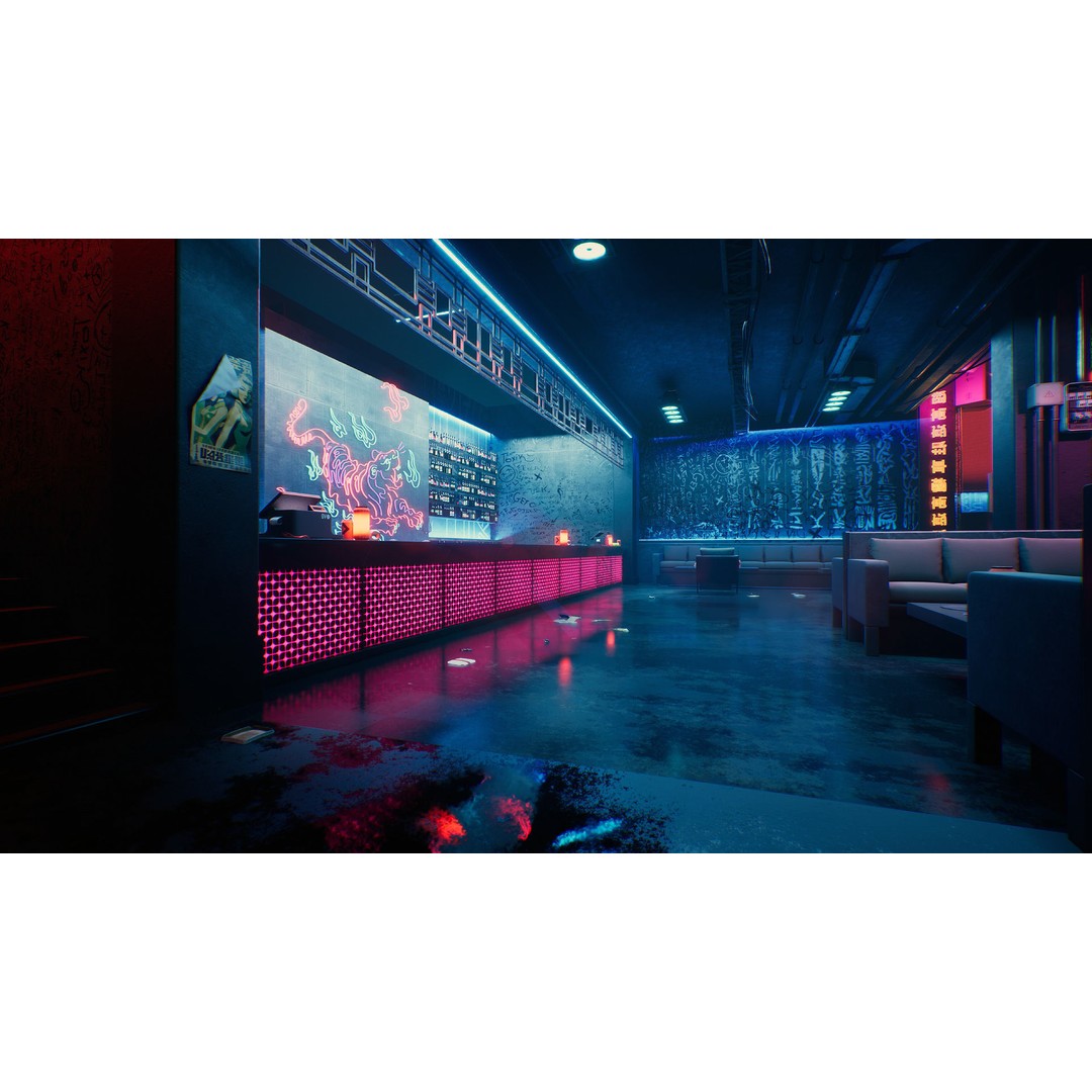 Tokyo Night Club 3D Model – Low Poly Modular Interior, Unreal Engine - View 9